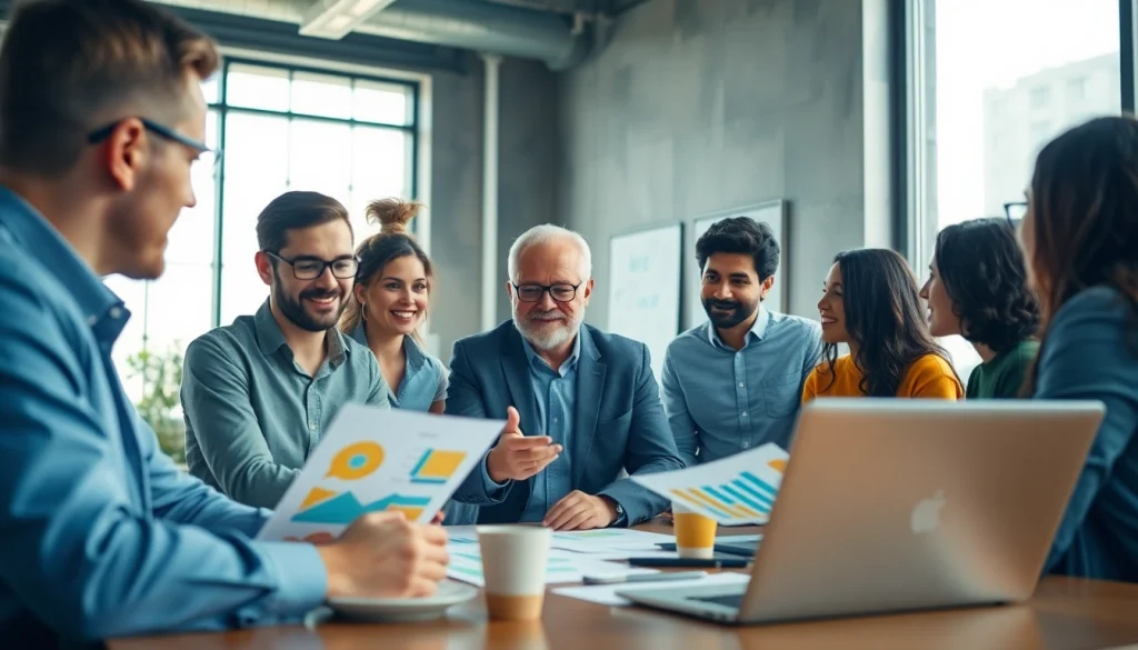 Engage with a professional business coach near me guiding entrepreneurs in a dynamic meeting space.