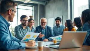 Engage with a professional business coach near me guiding entrepreneurs in a dynamic meeting space.