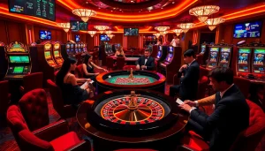 Experience the thrilling action of sinbet.ink at a luxurious casino with vibrant roulette tables.
