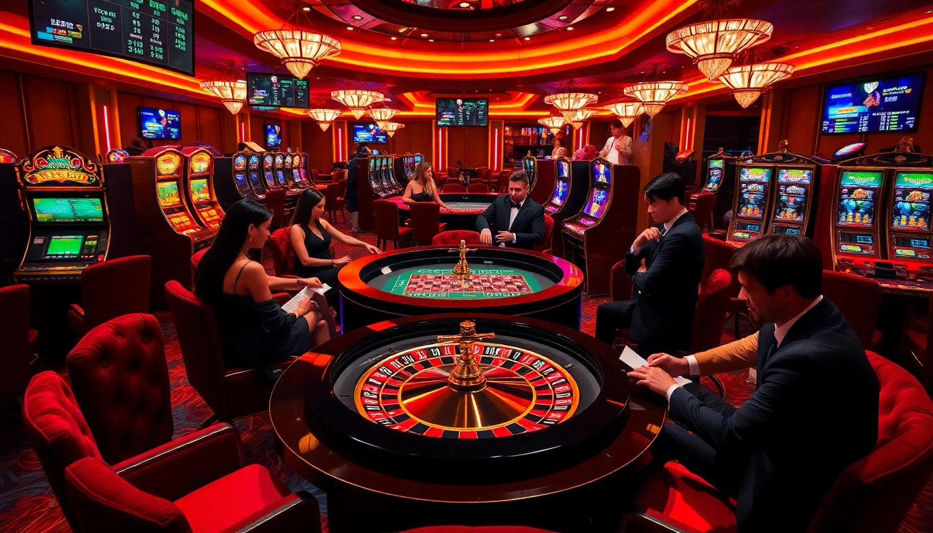 Experience the thrilling action of sinbet.ink at a luxurious casino with vibrant roulette tables.