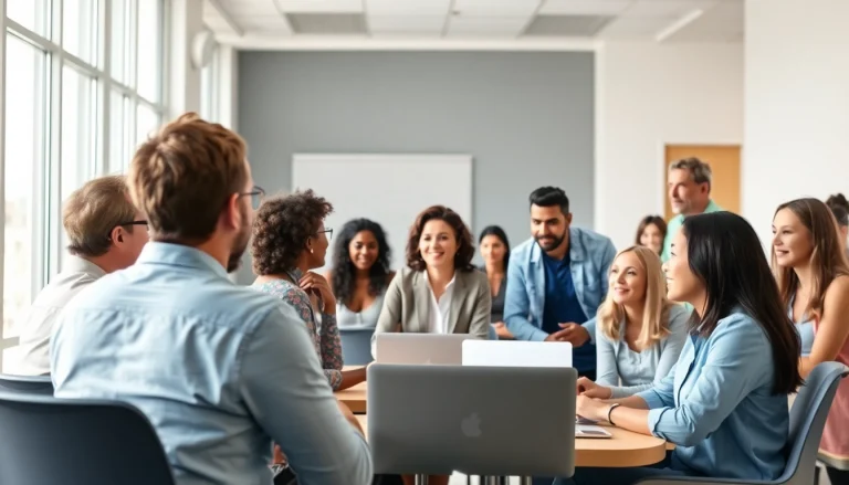 Engaged adult learners at CareerSprints.com training in a bright, professional environment.