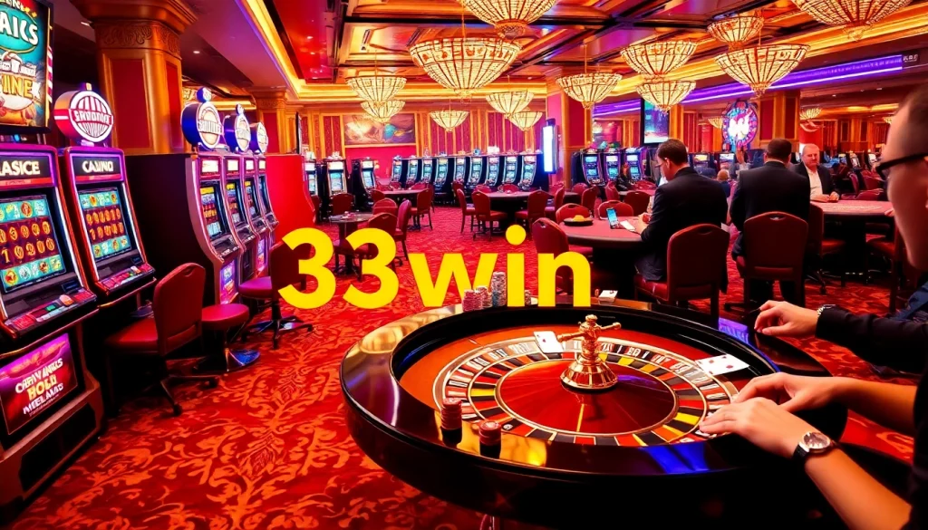 Excited gamblers enjoying the thrill of victory at 33win casino tables.