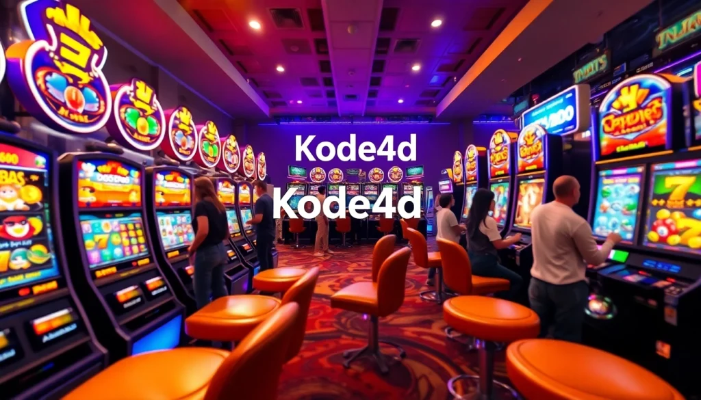 Kode4d online gaming environment featuring vibrant slot machines and engaged players.