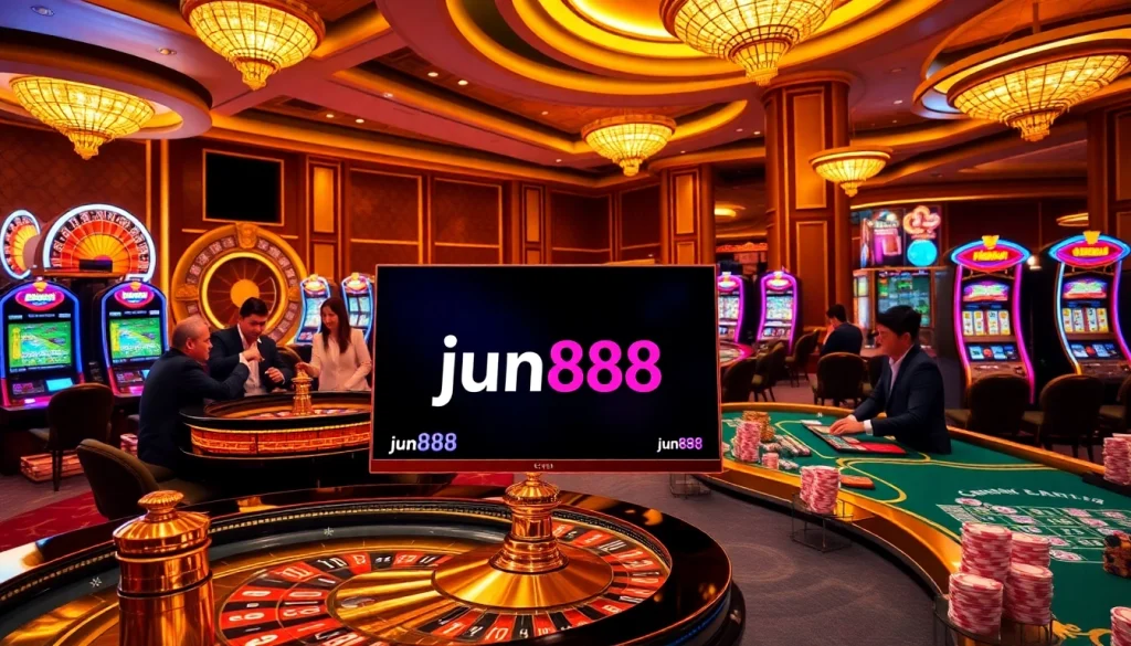 Experience thrilling gameplay at jun888 with vibrant casino elements and professional dealers.