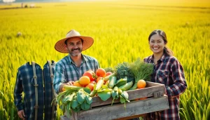 petani toto bekerja di ladang dengan panen sayuran subur yang cerah dan segar