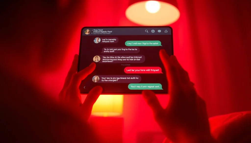 Engaging ai chat porn interface with intimate, inviting atmosphere and vibrant colors.