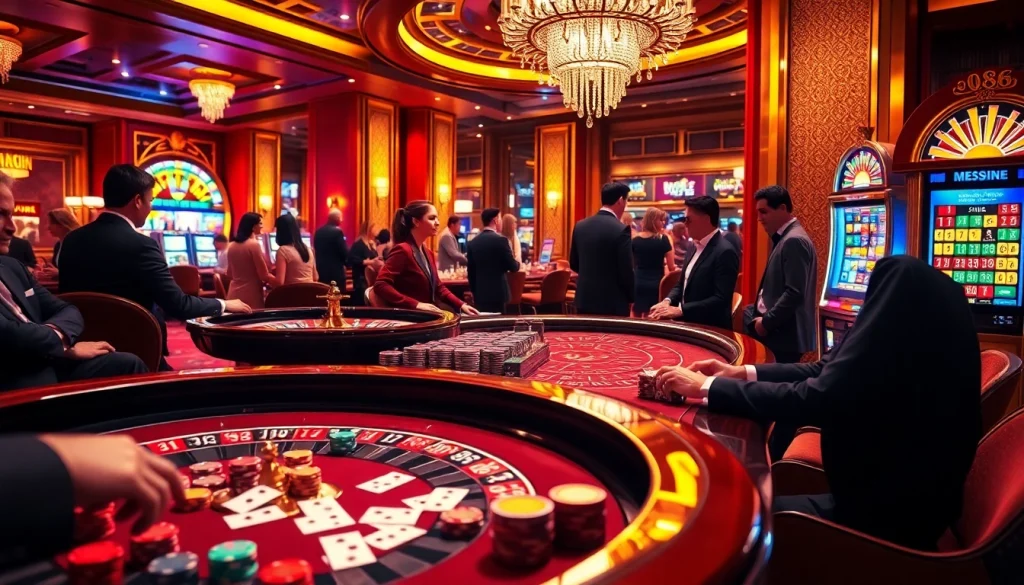 Players engaging in exciting poker games at the upscale W88 casino.