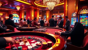 Players engaging in exciting poker games at the upscale W88 casino.