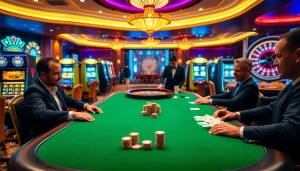Experience the thrill of obraltoto gambling with professional players at a luxurious casino poker table.