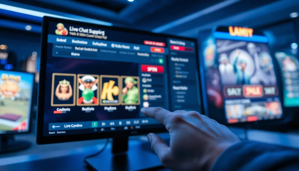 Menggambarkan pengalaman situs judi online dengan elemen permainan slot dalam suasana modern.