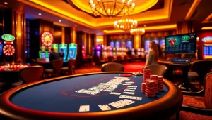 Experience exciting gaming at Jeetbuzz Bangladesh with luxurious poker tables and vibrant slot machines.