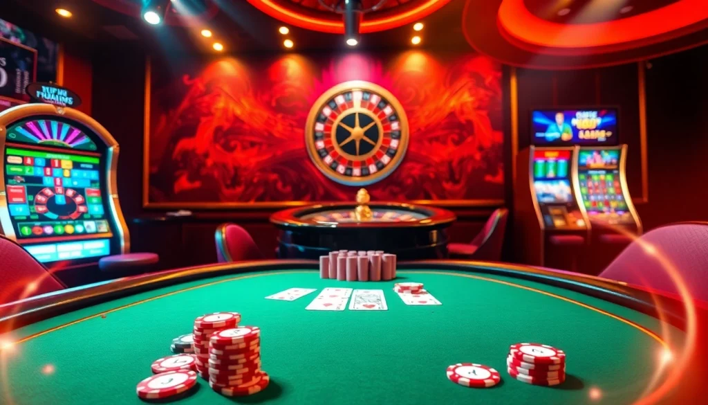 Experience high-stakes gaming at f168info.com with vibrant poker tables and energetic casino scenes.