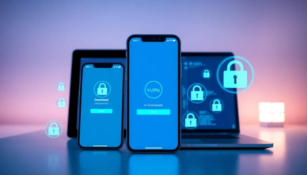 快连vpn下载 showcased on multiple devices with a focus on innovation and security.