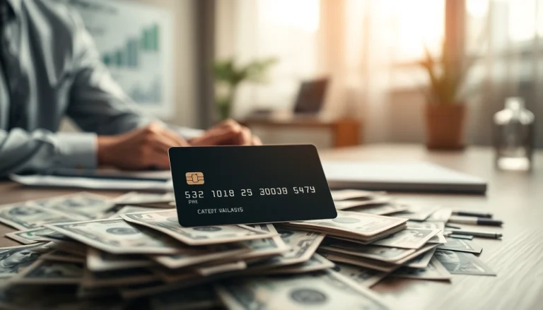 신용카드 현금화 및 현금과 신용카드가 있는 재무 상담 공간의 이미지