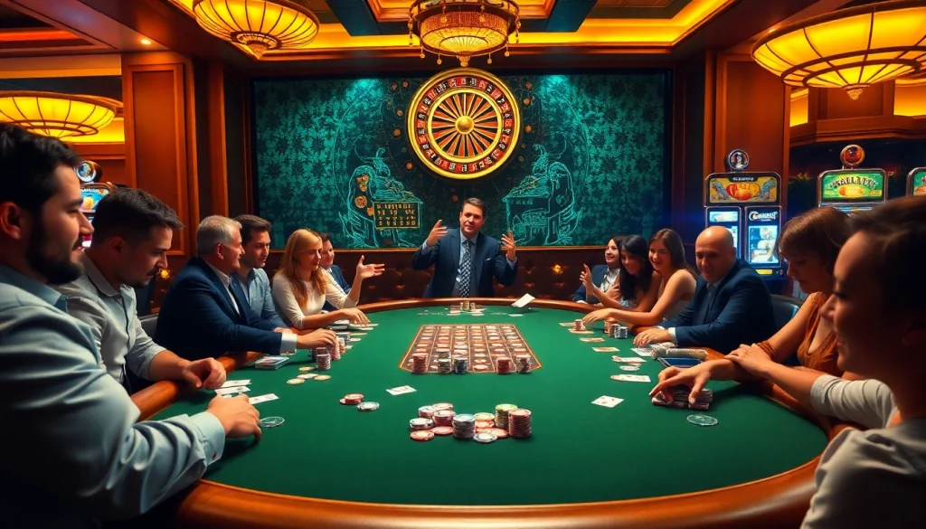 Experience an exciting poker game at Go8 casino with vibrant chips and expert players.