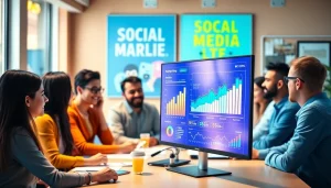 Boost your social media presence with strategies from https://boost-social-media.com in a vibrant team environment.