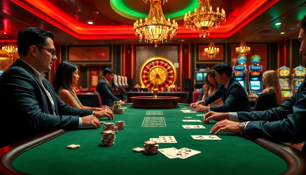 Experience thrilling gameplay at S8 casino with vibrant poker tables and attentive dealers.