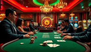 Experience thrilling gameplay at S8 casino with vibrant poker tables and attentive dealers.