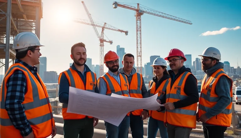 Construction association denver professionals collaborating on a site in Denver's skyline.