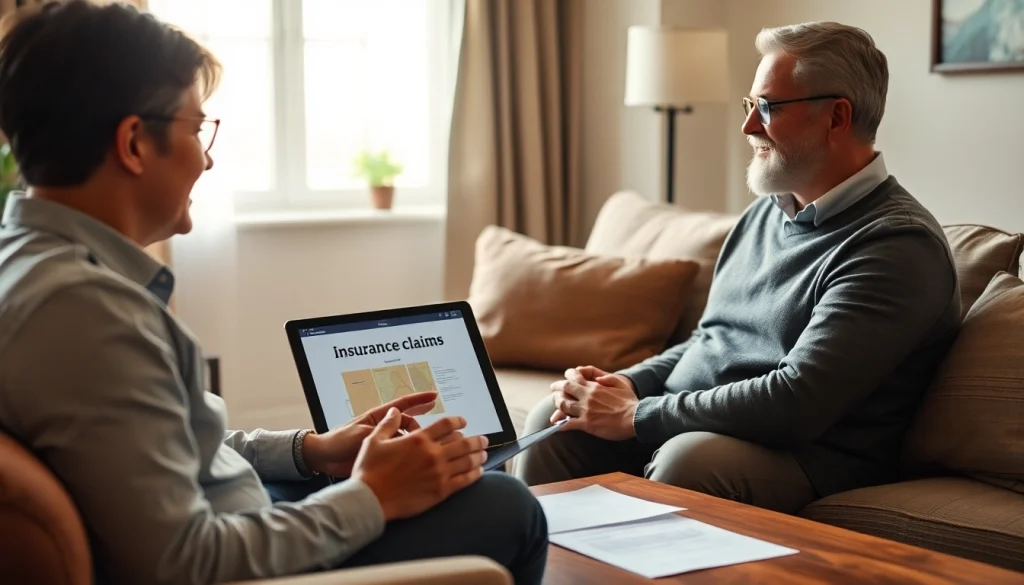Guide for navigating Property Insurance Claims with a professional in a warm setting.