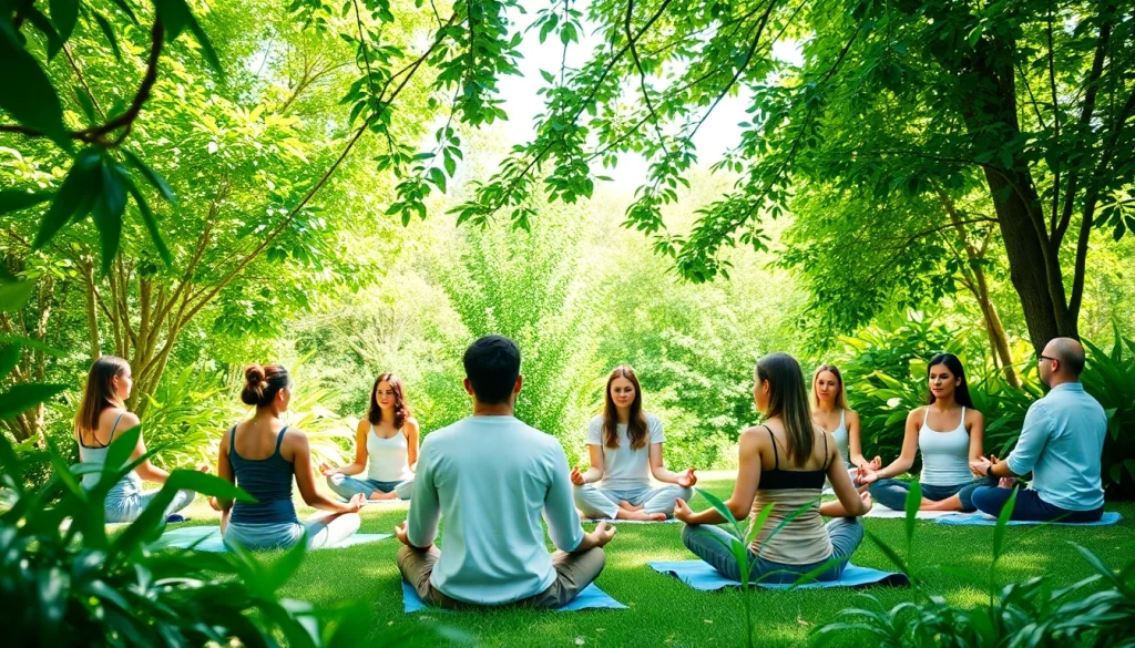 glownexis.com의 건강 전문가들이 자연 속에서 웰니스 프로그램을 진행하는 모습