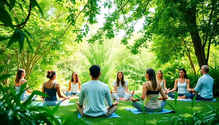 glownexis.com의 건강 전문가들이 자연 속에서 웰니스 프로그램을 진행하는 모습