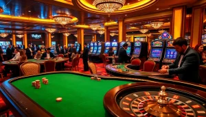 Experience the excitement of Thabet with vibrant casino elements like poker tables and slot machines.