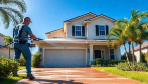 Professional pressure wash service revitalizing a home in Kissimmee, FL.