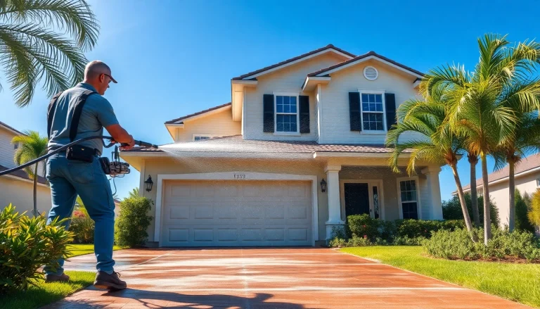 Professional pressure wash service revitalizing a home in Kissimmee, FL.
