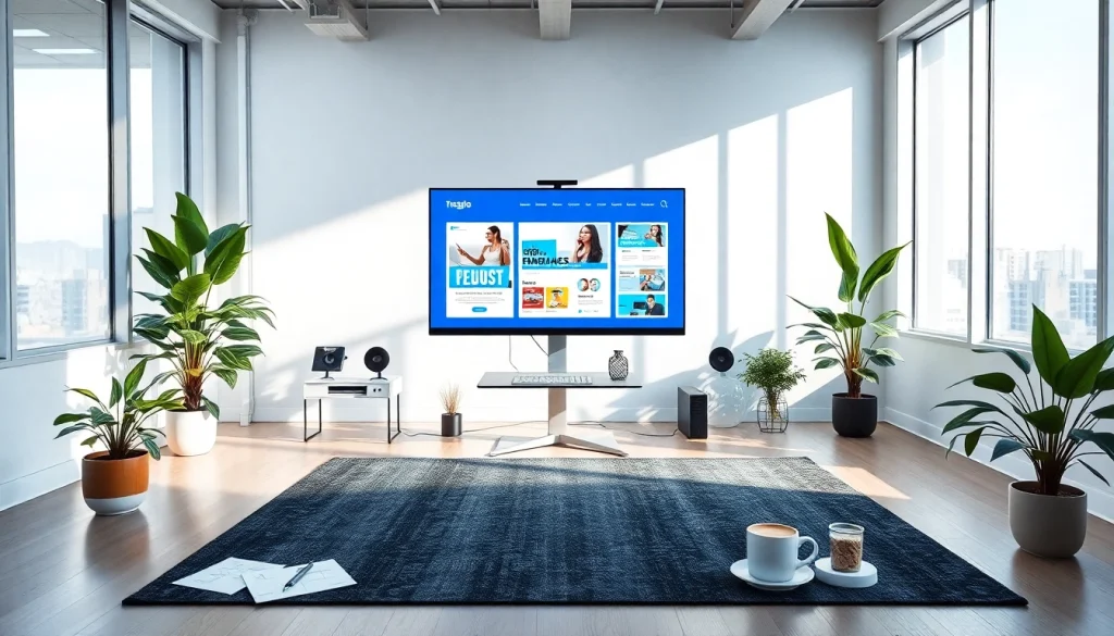 Enhance your thiết kế web with a modern workspace featuring creative design elements.