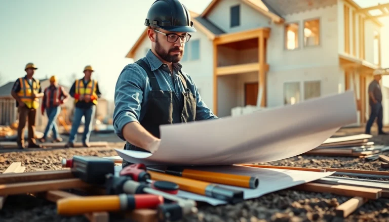 General contractor in New Jersey overseeing a construction project, displaying teamwork and expertise.