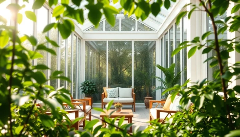 Experience the beauty of an outdoor sunroom filled with natural light and greenery.