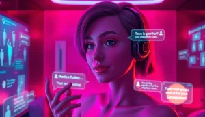 Engaging NSFW AI chat with a lifelike virtual character and modern digital interface.