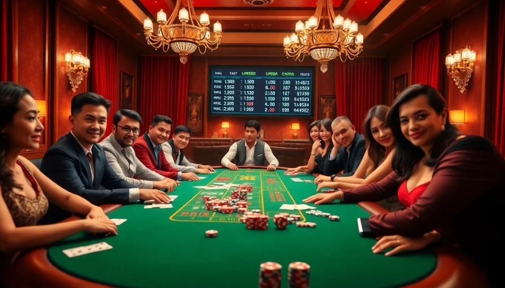 Players engaging in a thrilling casino game with screens displaying odds from https://urr88.com/, showcasing the excitement of gambling.