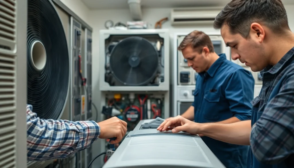 Technicians performing hvac repair somers ny in a residential setting, demonstrating expertise and professionalism.