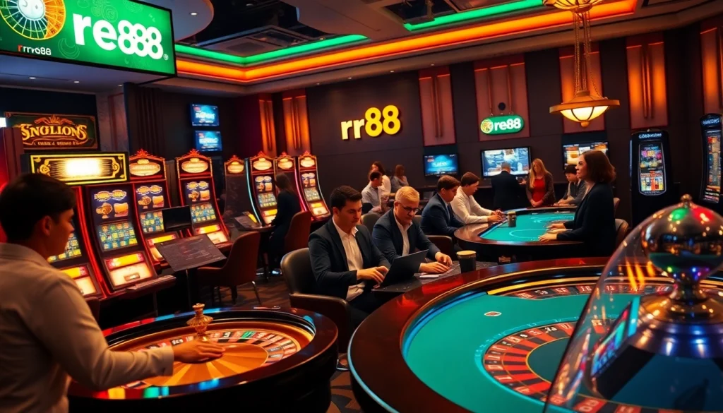 Exciting online gambling experience at nhà cái rr88 with vibrant tables and players.