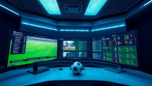 บ้านผลบอลพรุ่งนี้ แสดงหน้าจอการวิเคราะห์ที่ทันสมัยในห้องเทคโนโลยีกีฬา