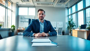 Business coach near me offering consultation in a vibrant office environment.