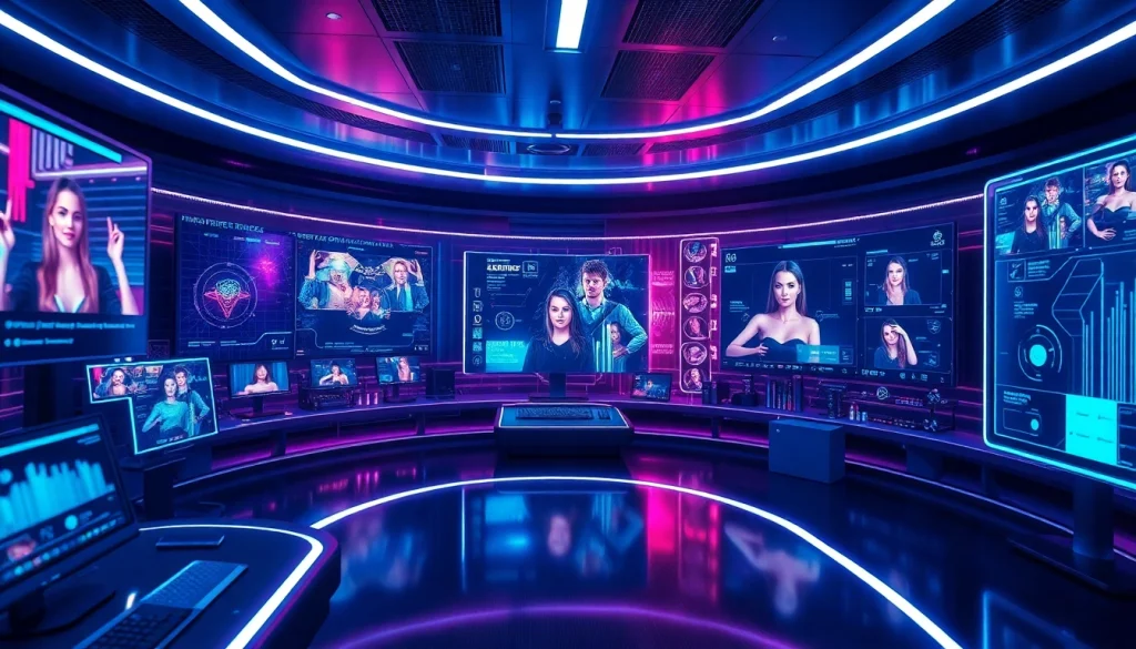 Futuristic digital landscape showcasing AI-driven porn content innovation in 2025.