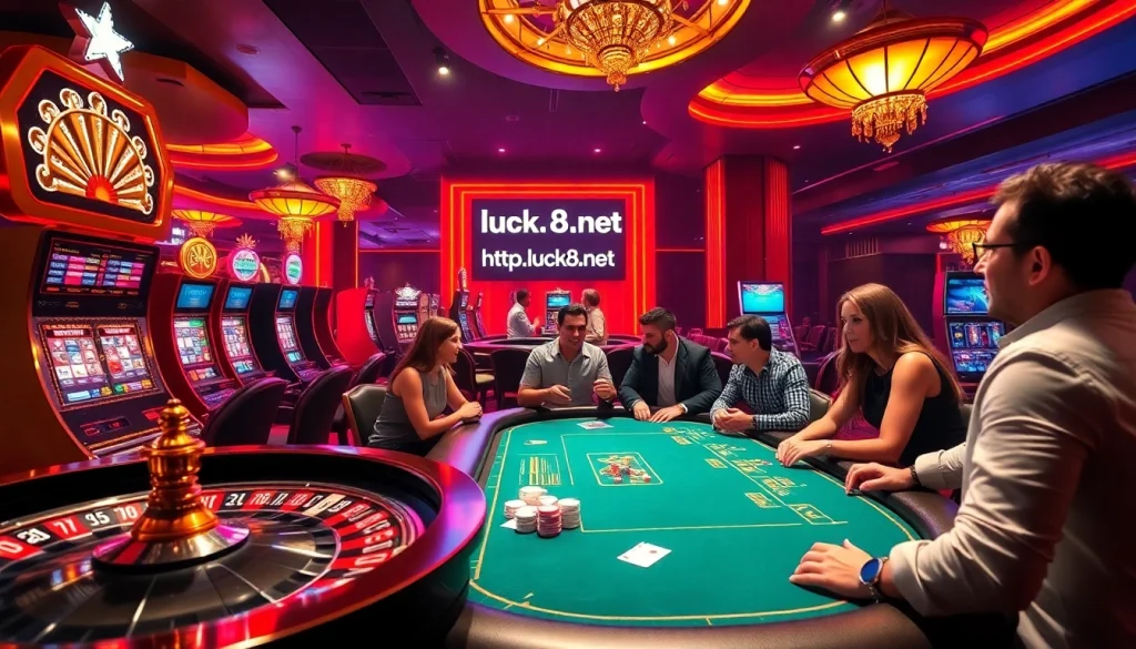 Trải nghiệm sự phấn khích của cá cược tại https://luck8.net khi người chơi thưởng thức roulette và poker trong một casino sôi động.