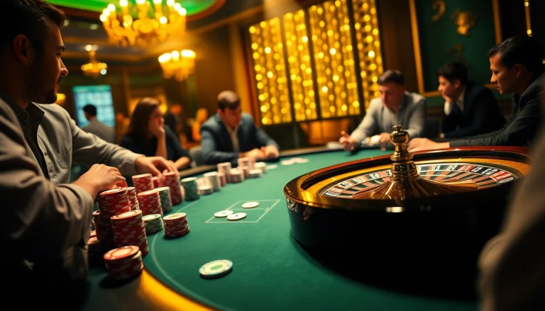The hidden wiki dark web features a sophisticated casino scene with poker players, colorful chips, and an enticing roulette wheel.