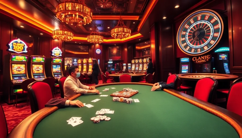 High-stakes poker action at https://xoixoai.com/ with vibrant casino atmosphere and luxury decor.