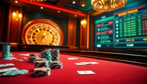 Enhance your Sbobet gaming experience with dynamic odds and poker chips at a luxurious casino table.