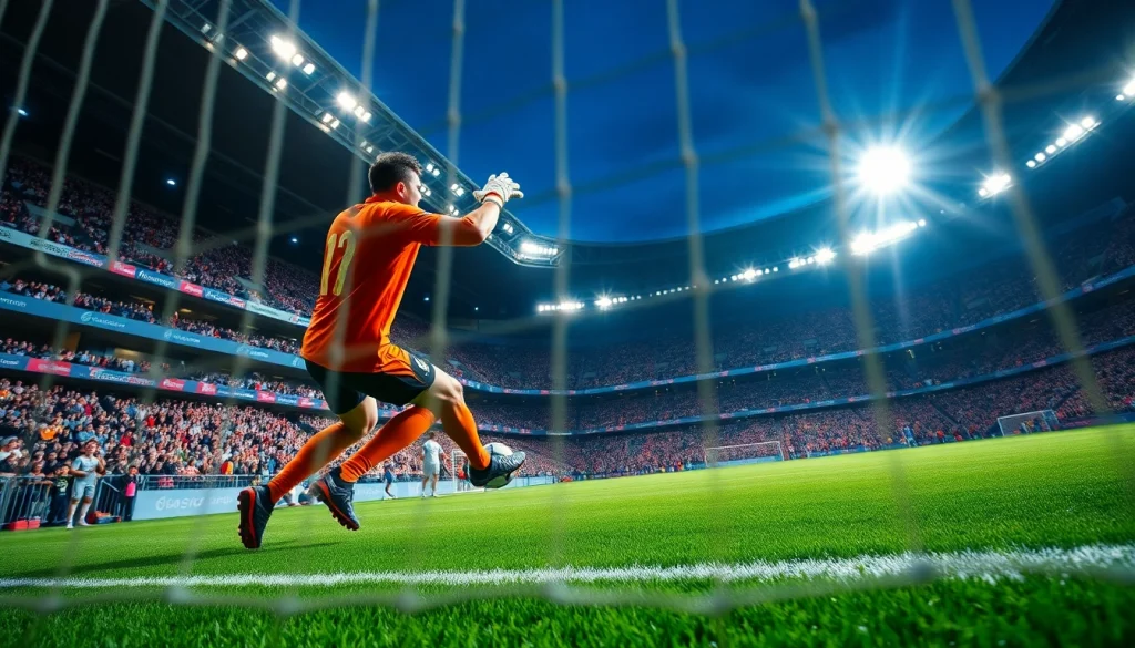 Saving a goal in a thrilling soccer match illustrates the excitement of บ้านผลบอล.