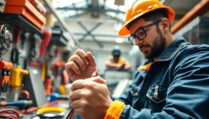 Hands-on electrician apprenticeship hawaii training in a bright workshop setting.