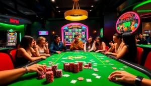 Players enjoying thrilling casino games at Haywin’s vibrant gaming table.