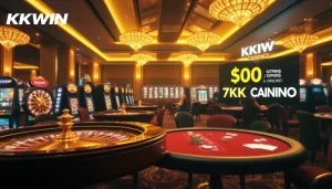 Exciting gaming action at KKWIN casino with vibrant slot machines and players enjoying table games.