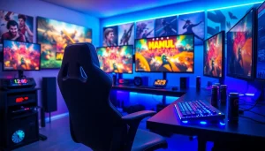 เล่น เมก้า เกม บนโต๊ะเกมที่มีการจัดเรียงอย่างดีในบรรยากาศที่มีแสงไฟสร้างอารมณ์กระตุ้น