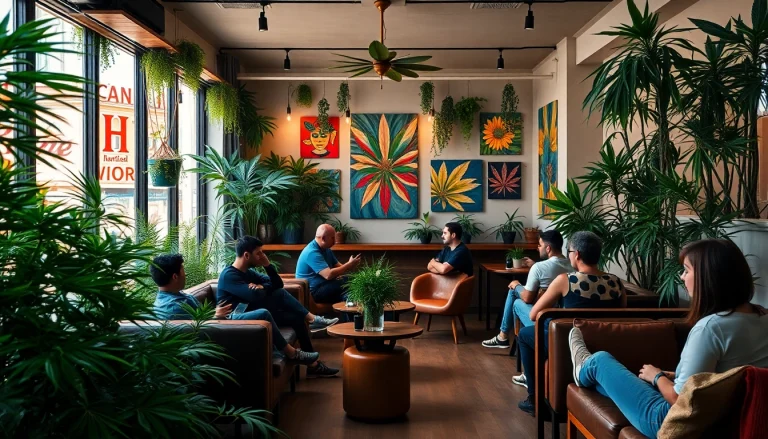 Enjoying Cannabis Clubs Madrid in a vibrant, welcoming setting with relaxed patrons.