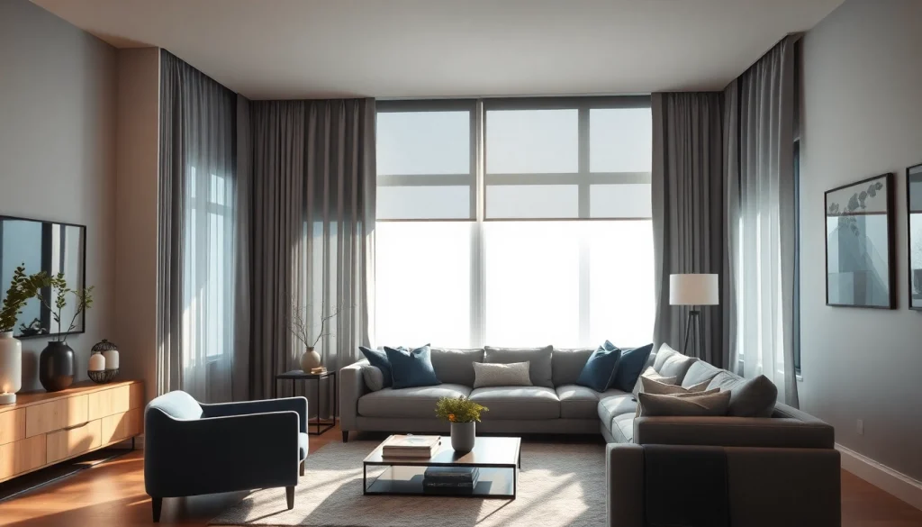 Verduisterende gordijnen in een elegant interieur dat zonlicht blokkeert en rust biedt.